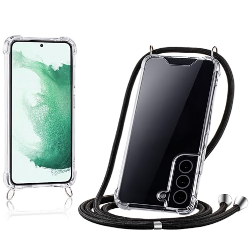 JProtect für Samsung Galaxy S22 Hülle mit Band Handyhülle zum Umhängen mit Band in Schwarz Handykette Samsung Galaxy S22 Kordel Hülle mit Kette/Schnur Schützendes Case