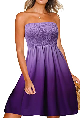 Image of Zyyfly Womens Summer Beach Dresses Strapless Cover Ups Dress Tube Top Sundresses