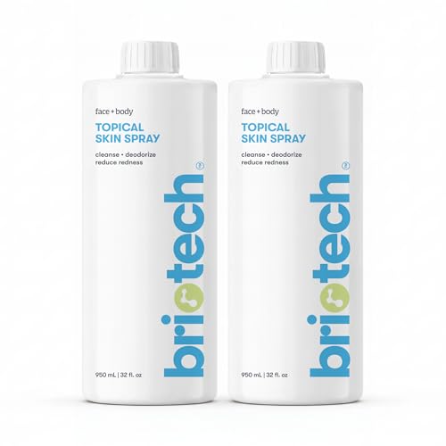Image of BRIOTECH Topical Skin Spray, Hypochlorous Acid for Sensitive Skin, HOCl Facial Mist, Full Body Support Against Irritation, Calm Redness, Soothe Foot & Scalp, 32 fl oz Refill (2 Pack)