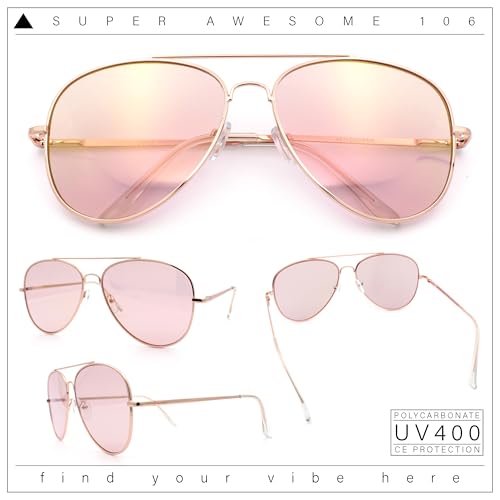 Pink Mirror Rose Gold Spring Hinge Iconic Teardrop Officer Cop Shade Sunglasses2