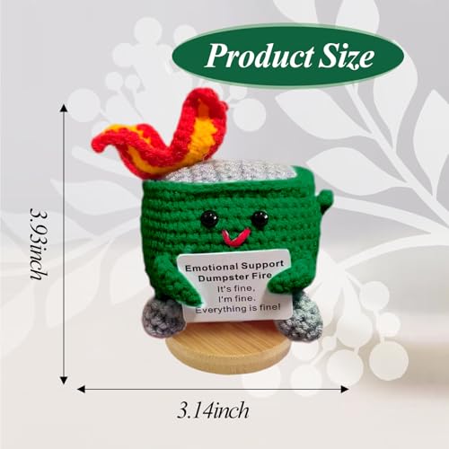 Image of Emotional Support Dumpster Fire - Positive Crochet Birthday Gifts for Women Men, Handmade Knitted Retirement Farewell Going Away Gifts for Friend Coworkers Chaos Coordinator Office Administrative Boss