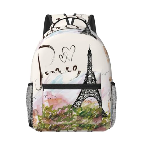 Sac à dos ordinateur portable Tour Eiffel noir idéal comme bagage à main voyage