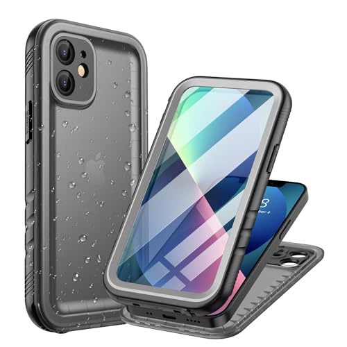 Cozycase Compatible with iPhone 12 Mini Waterproof Case - Full Body Rugged Dustproof Shockproof Case with Built-in Screen Protective Case for iPhone 12 Mini 5.4 inch (Black)