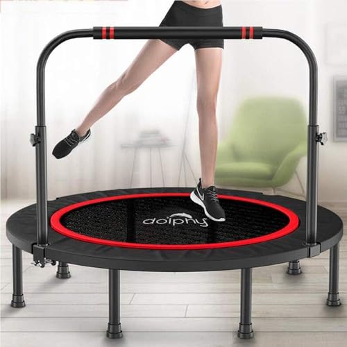 Image of Dolphy Portable & Foldable Trampoline - 40 inch in-Home Mini Rebounder with Adjustable Handrail, Fitness Body Exercise for Kids Adults Indoor /Garden Workout Max Load 80kg.
