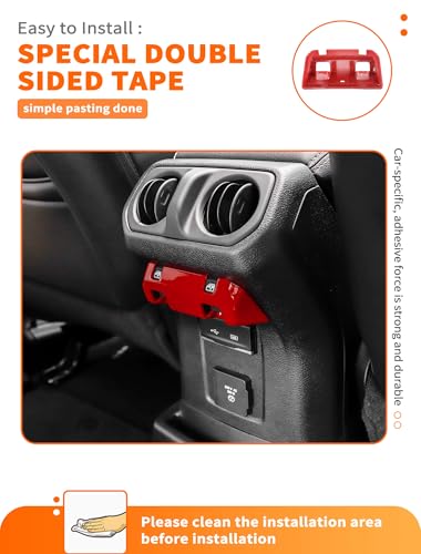 Savadicar Accessoires d'intérieur rouges – Garniture de panneau d'interrupteur de fenêtre de siège arrière pour Jeep Wrangler JL JLU 4XE et Gladiator JT à partir de 2018 – Option de mise à niveau de – vue 4