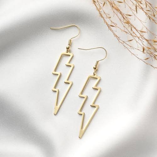 Lusofie Lightning Bolt Earrings 80s Punk Lightning Earrings Flash Thunder Hook Earrings Dangle Earrings for 80's Party3