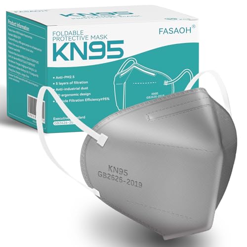 KN95 Face Masks 50 PCS 5-Ply Dusty Blue Masks Breathable Elastic Ear Loops Cup Dust Safety Mask Filter Efficiency≥95%