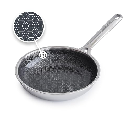 Image of GreenPan Spectra 8 inch Frying Pan Skillet, Hybrid Tri-Ply Stainless Steel, PFAS-Free Ceramic Nonstick Textured Cooking Surface, Induction Cookware, Diswasher Safe, Oven & Broiler Temp to 850˚F