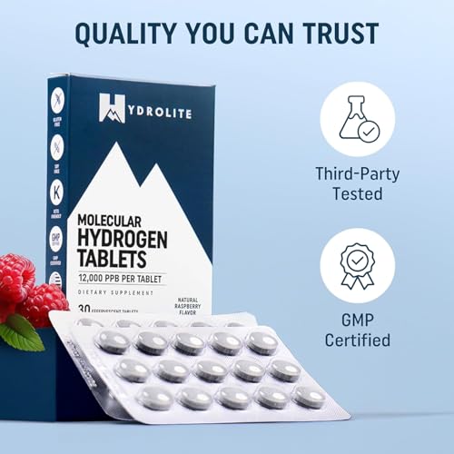 HydroLite Molecular Hydrogen Tablets for Drinking Water with Magnesium | Highest Concentration H2 12,000 PPB | Energy Booster, Enhance Performance & Recovery | Made in USA, 30 Tablets (Raspberry) - Image 6