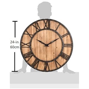 Oldtown farmhouse metal solid wood noiseless wall clock wood 24 inch  urban country home decor