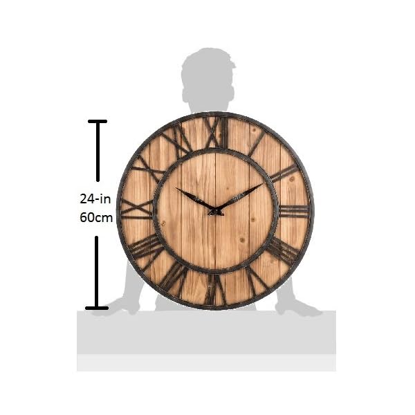 Oldtown farmhouse metal solid wood noiseless wall clock wood 24 inch  urban country home decor