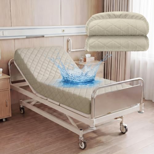 Lounsweer 2 Pcs Bed Mattress Protector Waterproof, 80 x 36 x 12in, Beige