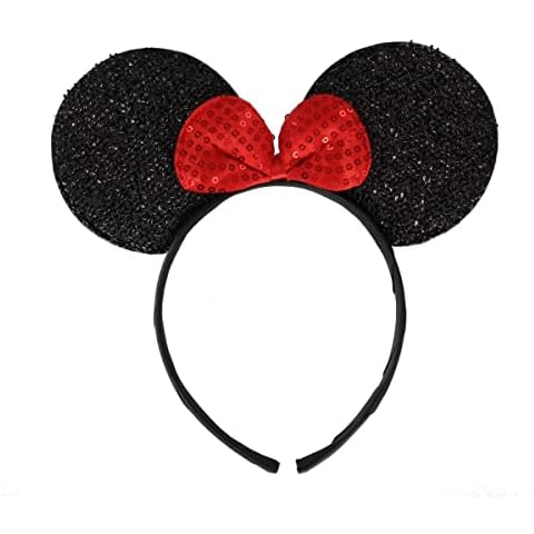 Sparkly Mouse Ears with Bow on Headband/ Aliceband.Hair Accessory-Black by Inca Cover