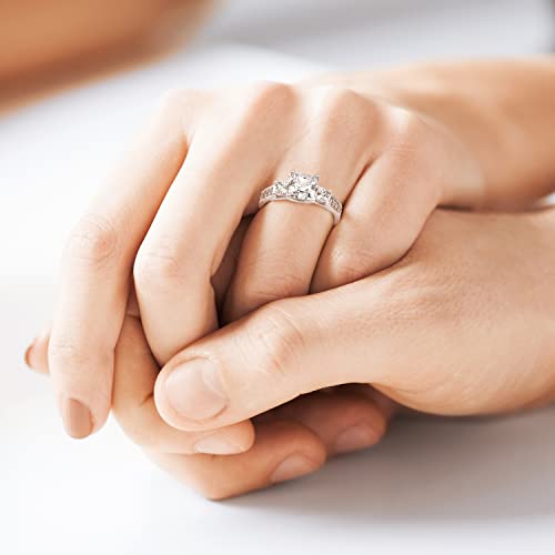 Size 7 - Solid 925 Sterling Silver Cz Cubic Zirconia 3 Three Stone Engagement Ring - Princess Cut Solitaire With Round Side Stones (1.75Cttw., 1.5Ct. Center) - With Elegant Ring Box - Gifts For Women #TOP7