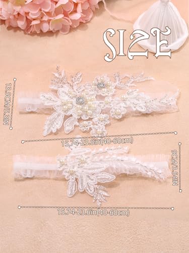 Campsis Wedding Garter for Bride, White Pearl Garter Belt for Women2