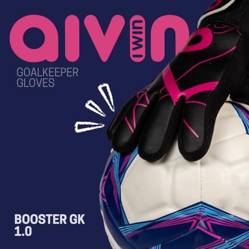Image of Aivin Booster 1.0 Goalkeeping Gloves | Breathable Mesh Padding | Velcro Wrist Closure | All-Weather Latex Palm | Ergonomic Grip | Protective & Comfortable (Black /Pink, L)