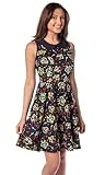 Seven Times Six Sailor Moon Womens' Bow and Moon Stick Print Anime Keyhole Cosplay Dress (Small) Black