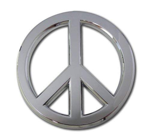 MVP Accessories Peace Sign Premium Chrome Metal Auto Emblem