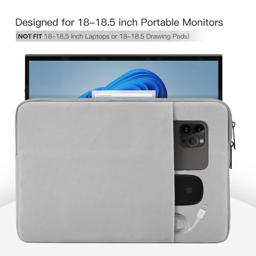 Image of Portable Monitor Case Sleeve 18.5 Inch Compatible with Most Large 18 /18.5 Inch Portable Monitor Pouch Bag with Pocket(NOT FIT 18 INCH Laptop)