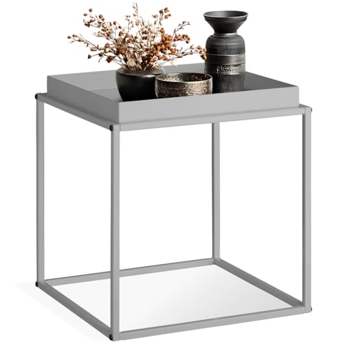 tectake® Metall Beistelltisch, Couchtisch, Nachttisch, Beistelltisch Couch quadratisch, stapelbar, Blumenständer, Zimmer Deko, Pflanzenständer,...
