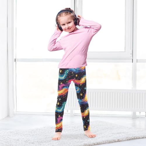 Boccsty Fantasy Space Stars River Galaxy Girls Leggings Kids Yoga Pants Dance Active Tights 4T4