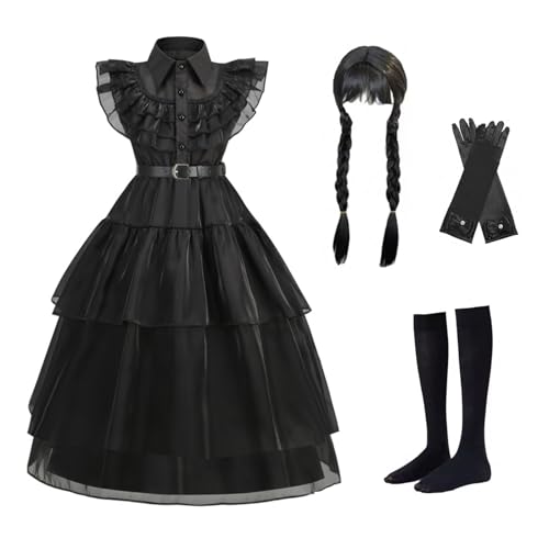 Yoller Disfraces infantiles de Halloween, vestidos negros para niñas, vestidos clásicos para carnaval, Halloween, fiestas de cumpleaños, Negro , 160