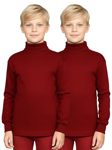 Image of Lux Cott's Wool Boys High-Neck Full Sleeves Thermal Top | High Neck Thermal Top for Boys | Pack of 2