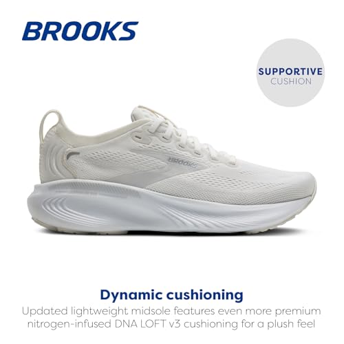Brooks Brooks Women’s Adrenaline GTS 25 Supportive Running & Walking Shoe - White/White/Silver - 12 Medium