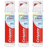 Colgate Cool Stripe Toothpaste Pump 100 ml – Pack of 3 – Fluoride Toothpaste for Cavity Protection, Strong Teeth, Fresh Breath – Easy Pump Dispenser – Daily Oral Care for Adults and Kids