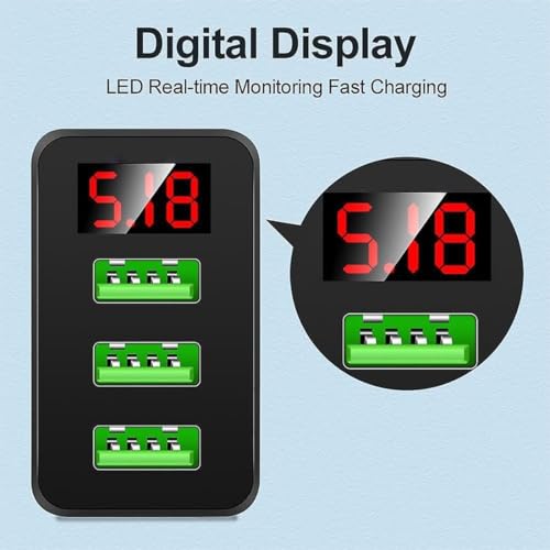 Image of Auorld Pack of 2 36W Fast Charger Travel Adapter with Led Charging Indicator,3 USB Multi Ports Mobile Wall Charger Universal Compatibility for iPhone,Samsung,Pixel Etc