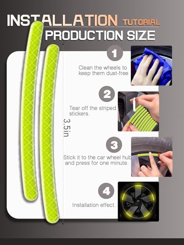 Image of 20PCS Car Wheel Reflective Decorative Strip,Night Safety Warning Stickers,Cars,Motorcycles,Bicycles are Applicable, Colorful and Diverse, a Street the Most Beautiful Car (Yellow)