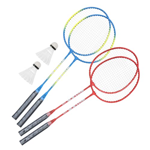 KOMBIUDA Badminton Racket Set 2-Piece Adults Iron Alloy Balls for Family Fun and Sports Training