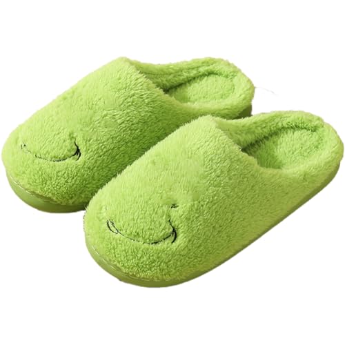 Hauioe Christmas Slippers Cartoon Plush Slippers Winter Soft Green Merry Christmas Gifts