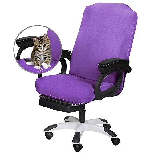 Image of SARAFLORA Office Chair Covers Stretch Washable Computer Chair Slipcovers for Universal Rotating Boss Chair Large Size, Light Purple