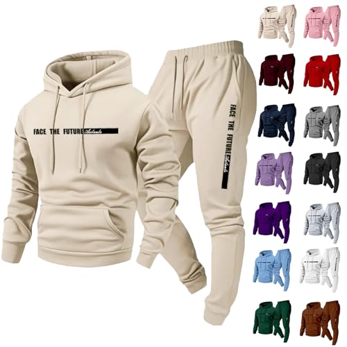 Men Joggers Set Hooded Sweatshirt Fleece Sweatpants Joggers Tracksuit - image 4