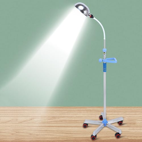 Lámpara de Examen Médico LED, Lámpara Quirúrgica Dental de Pie de Tipo Móvil con Altura Ajustable, Lámpara Quirúrgica de Pie de Tipo Mascota con Ángulo Ajustable de 360°, Base Móvil y Ruedas