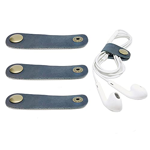 YohokGo Cord Headphone Organizer Earbud case Earphone Headset wrap Winder,Cord Management,Phone Headphone Cable Organizer USB Holder,Tiny Leather Gadget Earbud case Clips Cable Ties-4