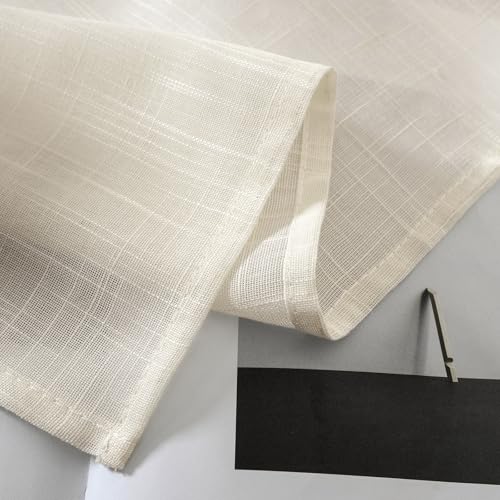 MIULEE Leinenoptik Voile Vorhänge Ösen 2er Hellbeige 140x245cm – Ansicht 9