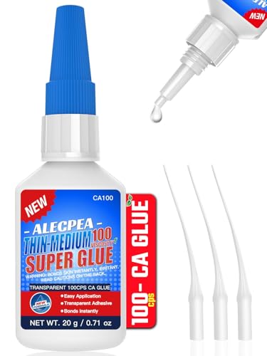 ALECPEA - 20g Thin-Medium CA Glue (100 CPS), Instant Clear Cyanoacrylate Glue for Wood, Glass, Metal, Paper, Leather, Plastic, Ceramic, Rubber, Jewelry, Woodworking, Hobby Models, and Craft Project - -15%