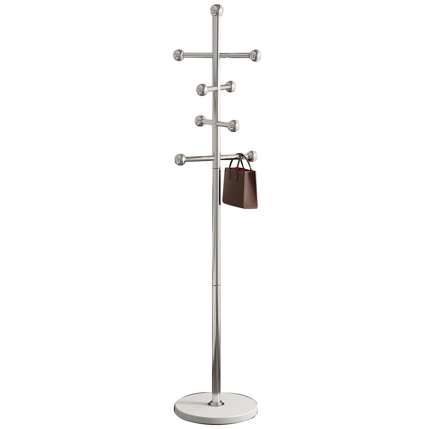 aoiuaoeniu Metal Coat Stand, Coat Rack Freestanding with Stable Base and 8 Hooks, Clothes Organiser for Clothes, Coat Stands for Hallway, Easy Assembly, for Small Space : 30x30x180CM