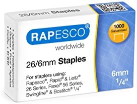 Rapesco S11661Z3 26/6 mm Galvanised Staples - Box of 1,000