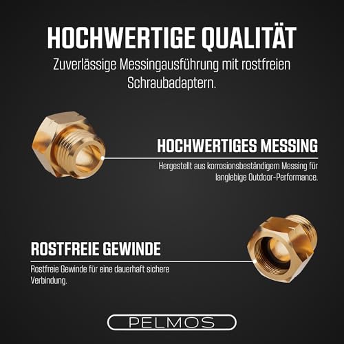 PELMOS Gasflaschen Adapter-Set I 4 Teiliges Euro Füllset zum Befüllen Deutscher Gasflaschen im EU-Ausland I Übersichtlich nummeriert I D1 - D4