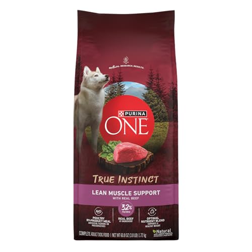 Purina One True Instinct Lean Muscle Support With Real Beef Natural With Added Vitamins, Minerals and Nutrients High Protein Dog Food - 3.8 lb. Bag