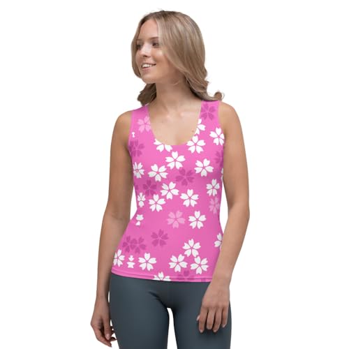 Débardeur rose à sublimation de haute qualité au motif floral blanc durable