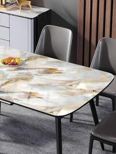 Image of TEKCOOL Wallpaper Waterproof&oilproof Kitchen Tiles Heat Resistant self Adhesive PVC Flooring Sheets Wall Stickers for Floor Kitchen,Wall,Bedroom, Living Room Wallpaper roll(60x200cm-4 pc)(Cream Gold)