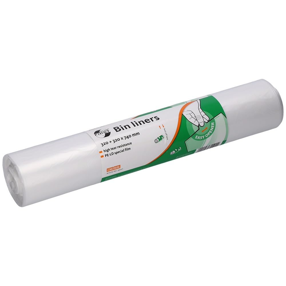 Deiss First Plus LDPE 1A 60 l Bolsas transparentes 50 piezas/rollo 39001 (Paquete de 4)