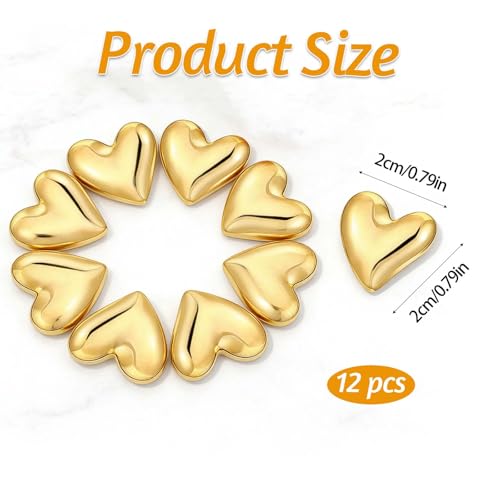 Imanes decorativos de refrigerador corazón dorado 12 pcs miniatura 3