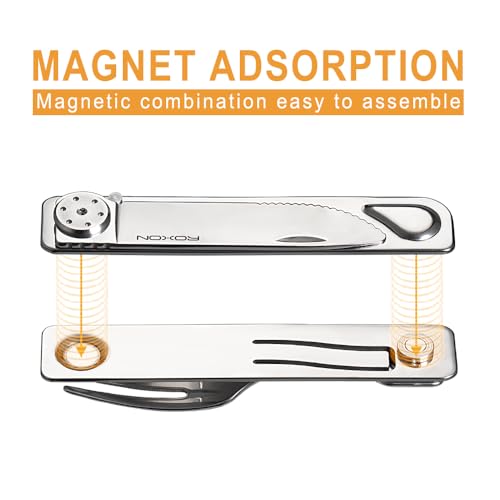 Image of Roxon C3 Camping Utensil Folding Cutlery 2 in 1 Detachable EDC Tool with Fork & Knife for Outdoor, Camping, Hiking, Easy to Carry Tableware
