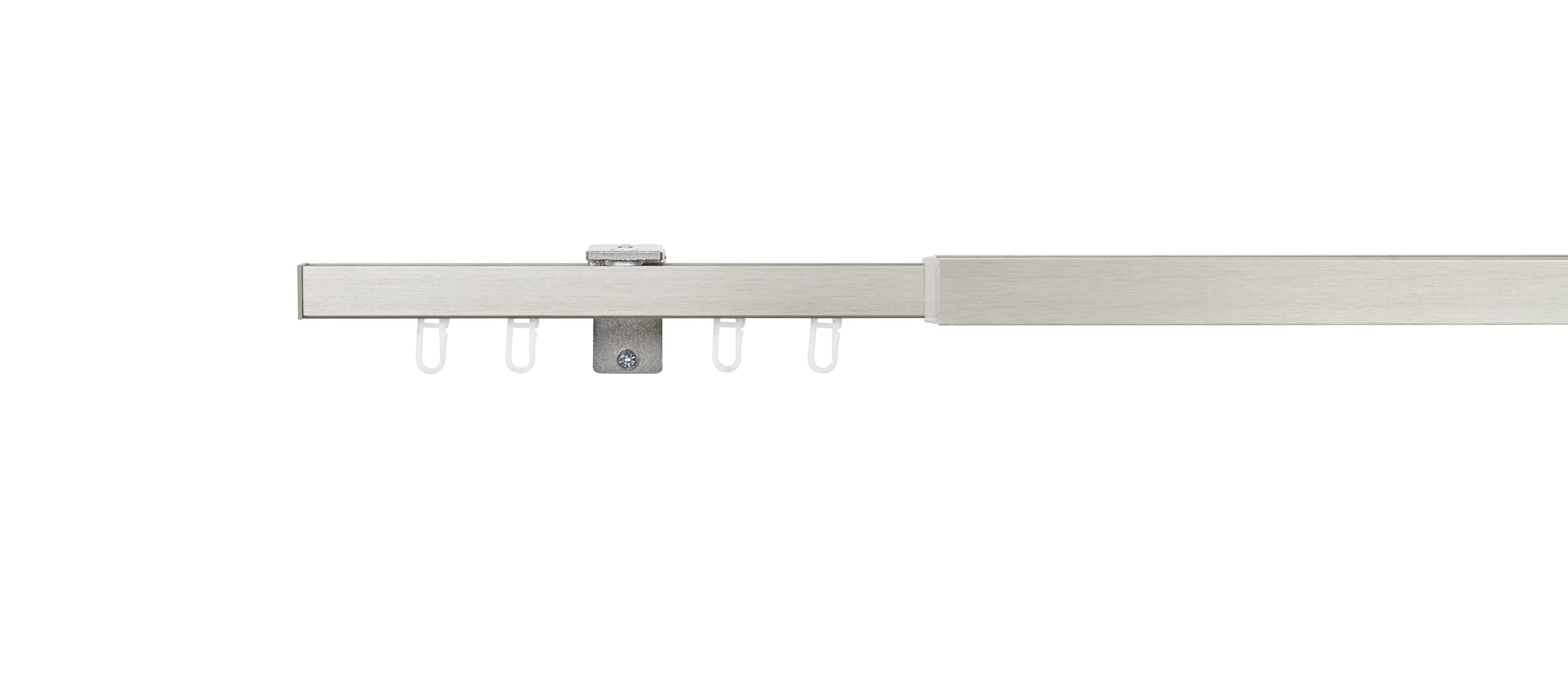 Vorhangschiene ausziehbar Gardinenschiene innenlauf, Gardinenstange, Innenlaufschiene, Deckenmontage, modern, 1-Lauf Edelstahl-Optik 160-280 cm