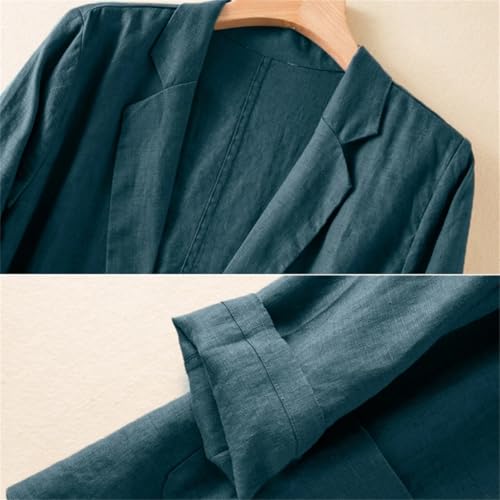 Women Cotton and Linen Blazer Spring and Summer Loose Casual Coat3